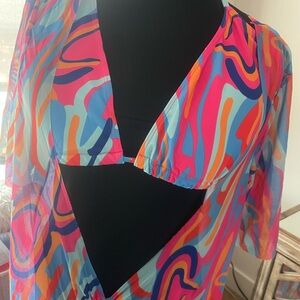 Colorful 3-Piece Swimsuit & Cover Up